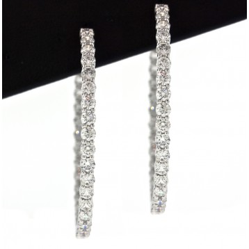 9.02 Cts. 18K White Gold Large Inside Out Diamond Hoop Earrings